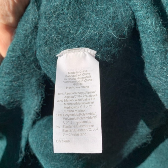 J Crew forest green puffy shoulders alpaca blend sweater size S - Picture 4 of 14